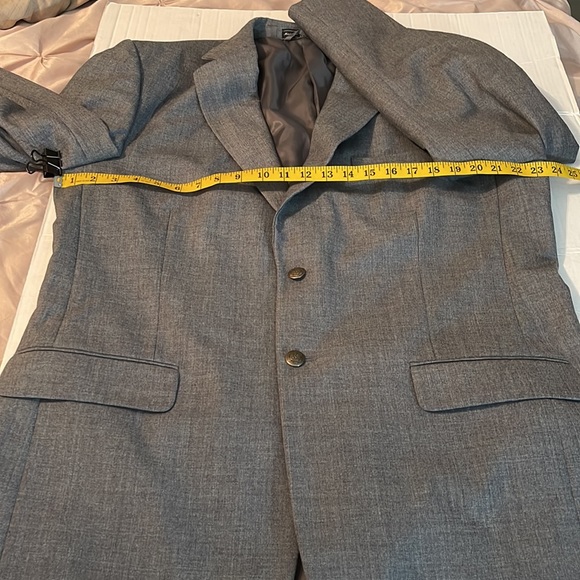 📸Bernhard Altmann Gray Men Suit Jacket Blazer Bronze Crescent Buttons 44 Long - Picture 17 of 17
